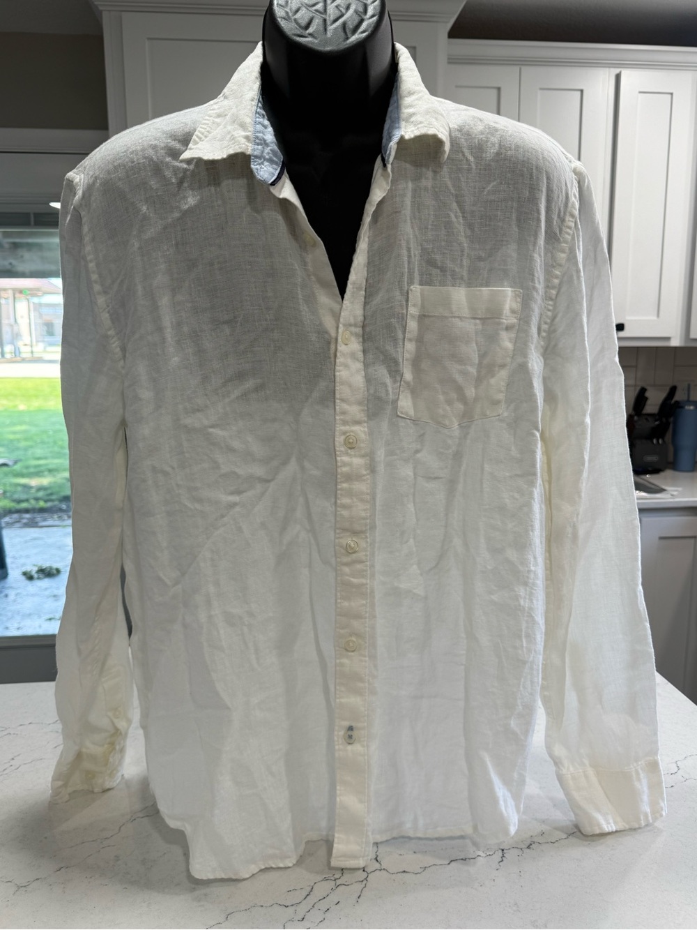 Panama Jack Men’s Linen Shirt XL White Solid Long Sleeve Button-Up